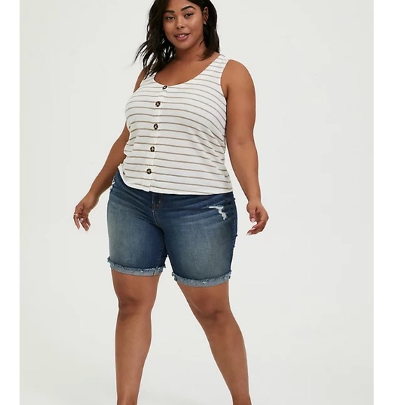 Torrid ivory and taupe striped tank top - Picture 2 of 6